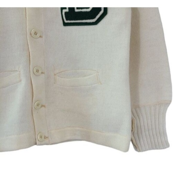 Vintage Stadium Shaker Co 100% Wool Varsity Sweater "B" Cardigan - Picture 6 of 10